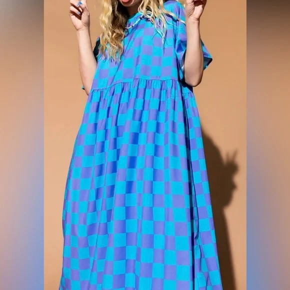 DRESSED IN LALA Never Too Much Oversized Maxi Dress Blue + Lilac Large Punk - Picture 8 of 16